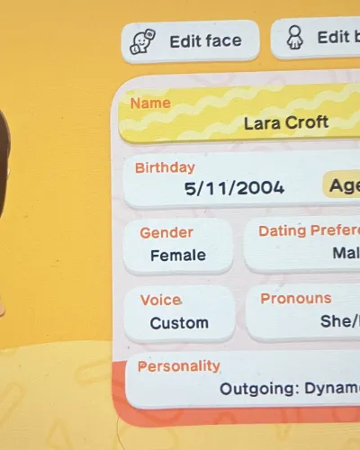 Mii portrait of Lara Croft