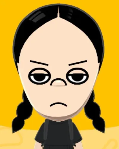 Mii portrait of Wednesday (Mercredi) Addams