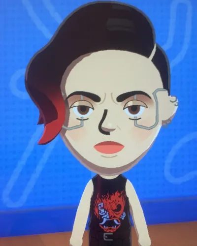 Mii portrait of V (from Cyberpunk 2077)