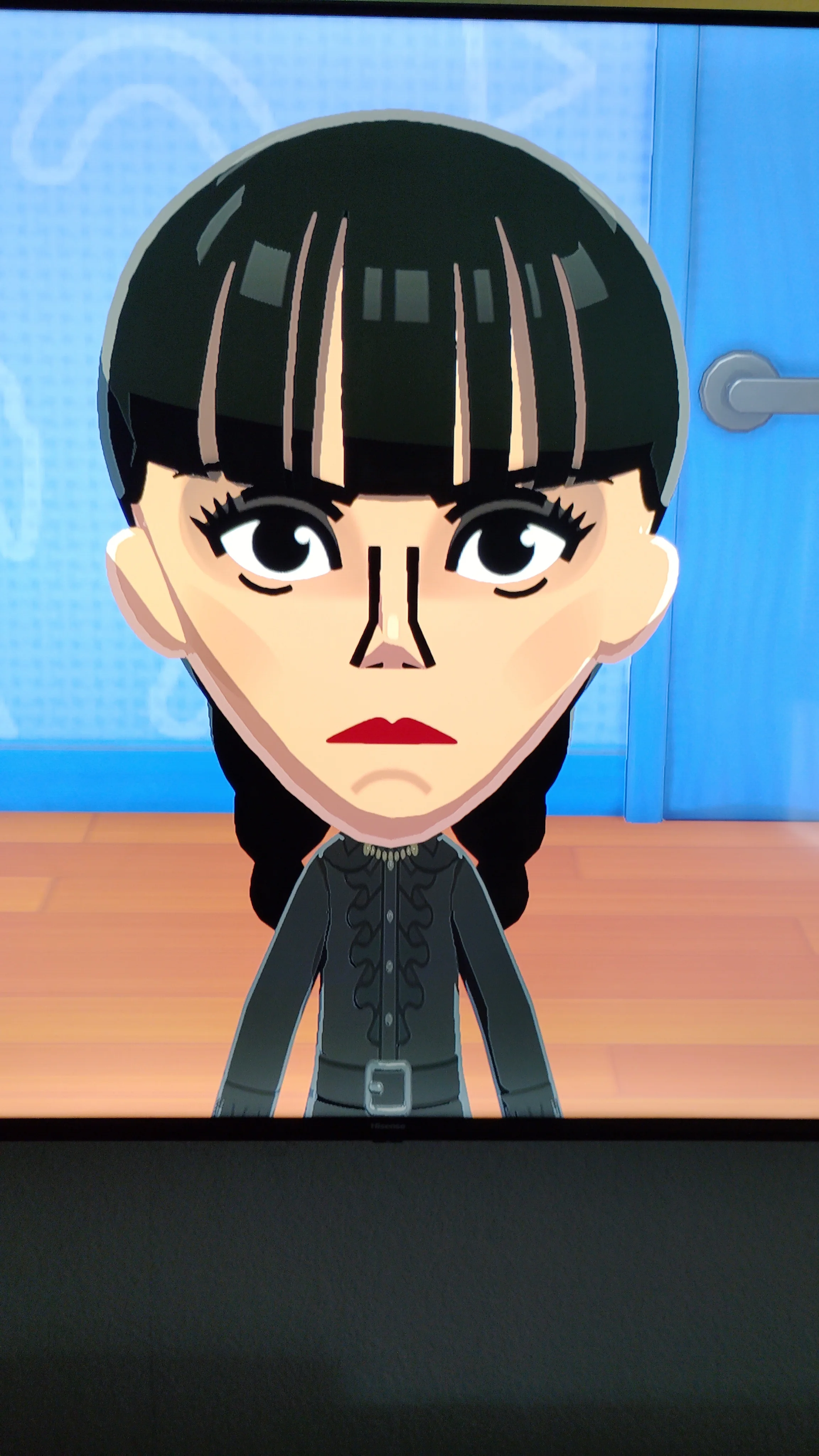 Mii portrait of Wednesday Addams