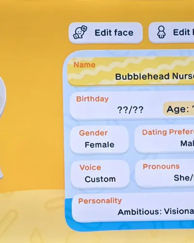 Mii-Porträt von Bubblehead Nurse