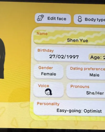 Mii-Porträt von Shen Yue