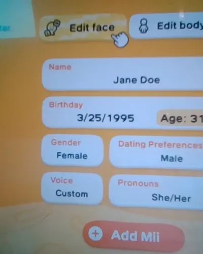 Mii portrait of Jane doe Milestone 2 skin!