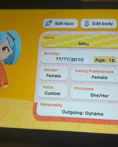 Mii portrait of Miku