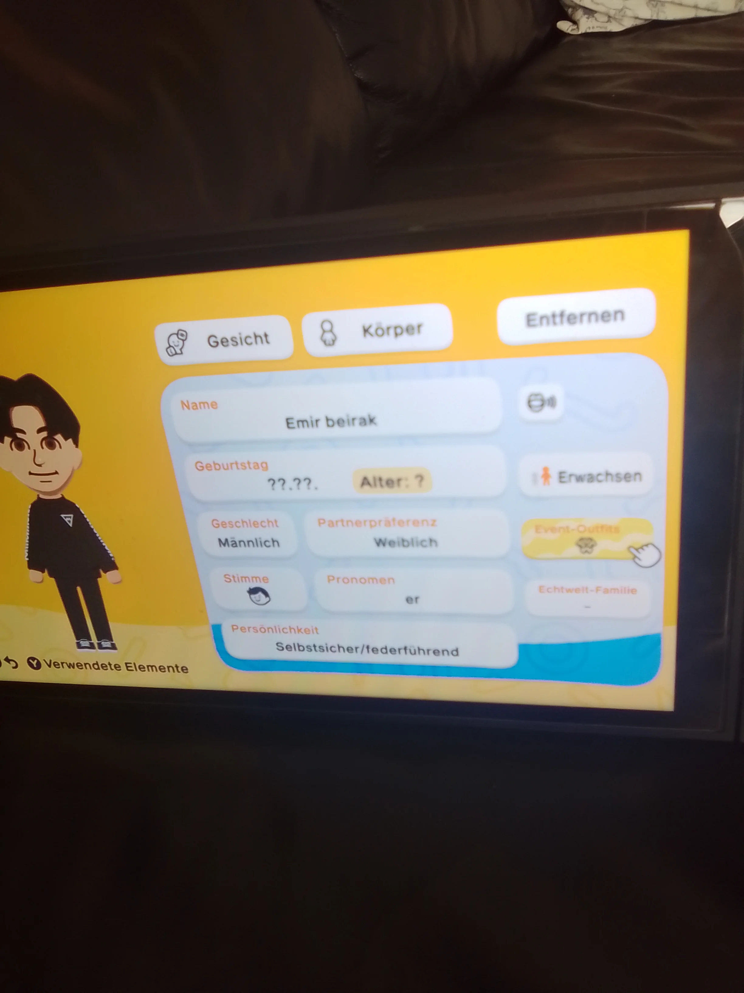 Mii portrait of Emir Beirack
