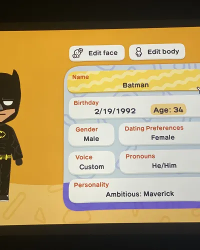 Mii portrait of Batman