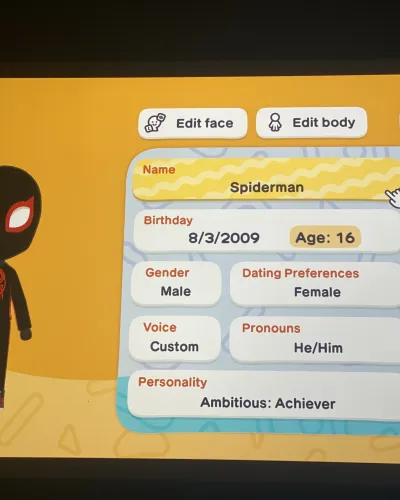 Mii portrait of Spiderman
