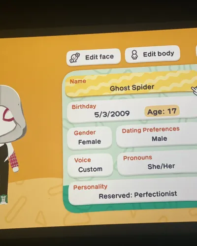 Mii portrait of Spider Gwen