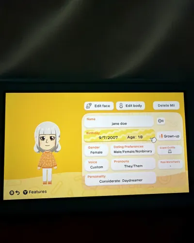Mii-Porträt von Jane doe
