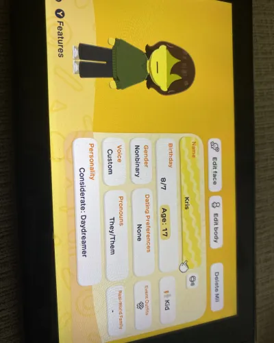 Mii portrait of Kris from Deltarune