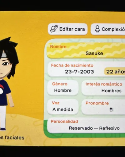 Mii portrait of Sasuke Uchiha