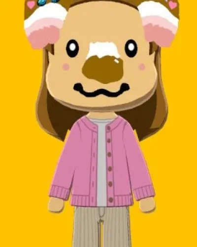 Mii portrait of Kornelia; Melba ACNH