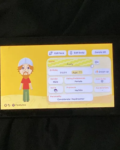 Mii portrait of Rusty