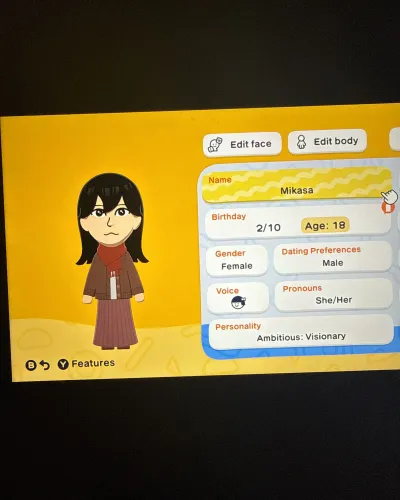 Mii portrait of Mikasa