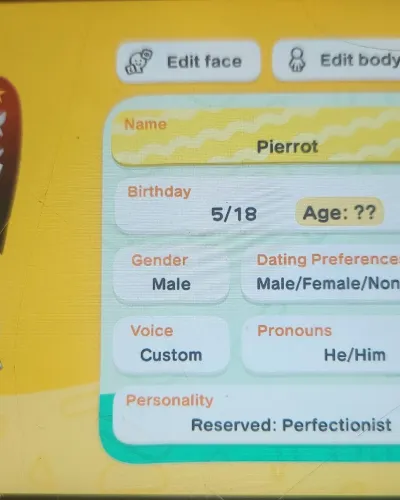 Mii portrait of Pierrot