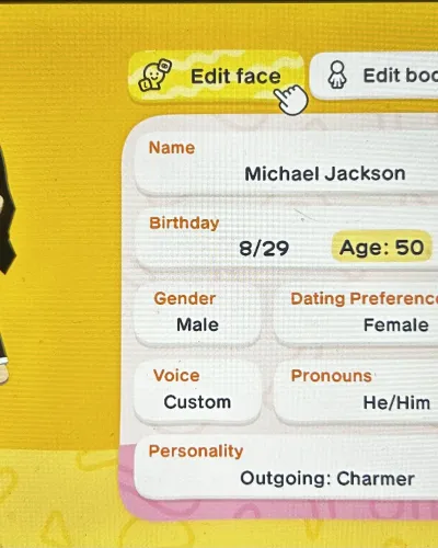 Mii-Porträt von Michael Jackson