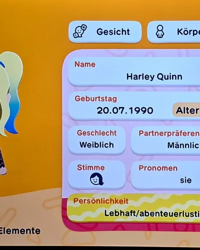 Mii-Porträt von Harley Quinn