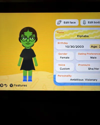 Mii-Porträt von Elphaba