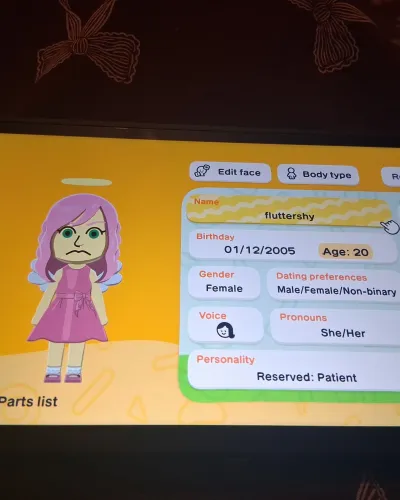 Mii-Porträt von Fluttershy