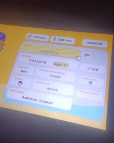 Mii-Porträt von Harry Potter