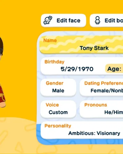 Mii-Porträt von Tony Stark